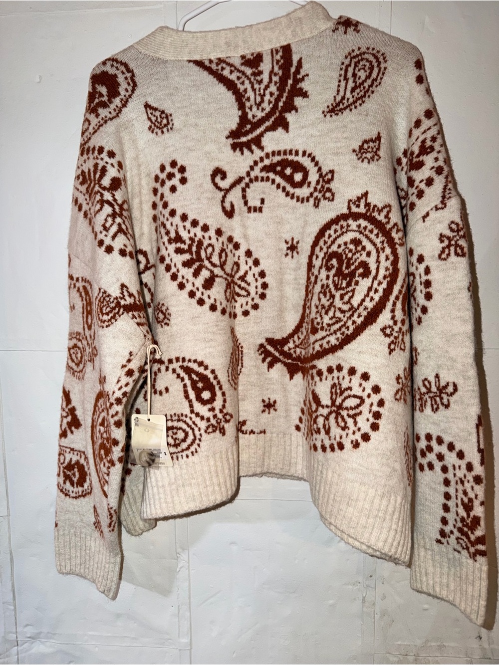 a.n.a Cream and Brown Paisley Button-Front Cardigan (NWT) - Picture 7 of 7